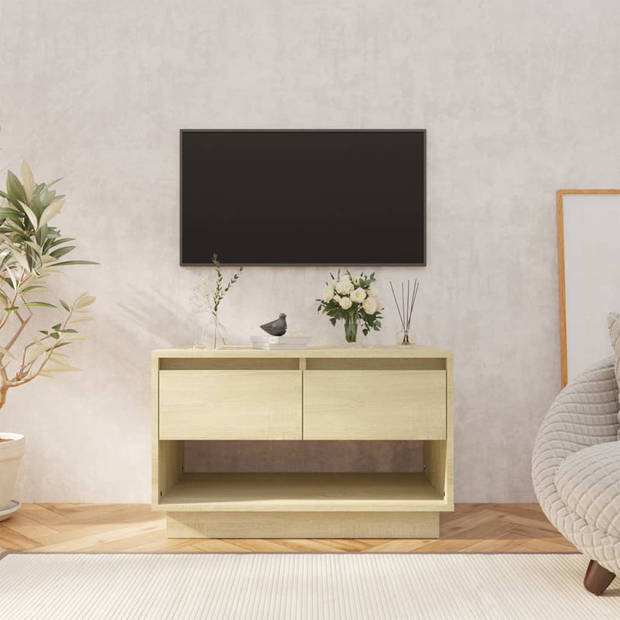 The Living Store TV-meubel - Sonoma Eiken - 70 x 41 x 44 cm - 2 lades - 1 open vak