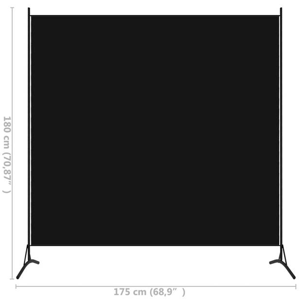 vidaXL Kamerscherm met 1 paneel 175x180 cm zwart