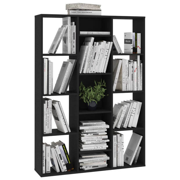 The Living Store Kast Boekenrek 100x24x140 cm - Hout - 13 vakken - Zwart