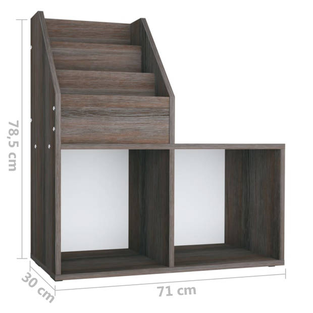 vidaXL Kindertijdschriftenrek 71x30x78,5 cm hout grijs en eikenkleur