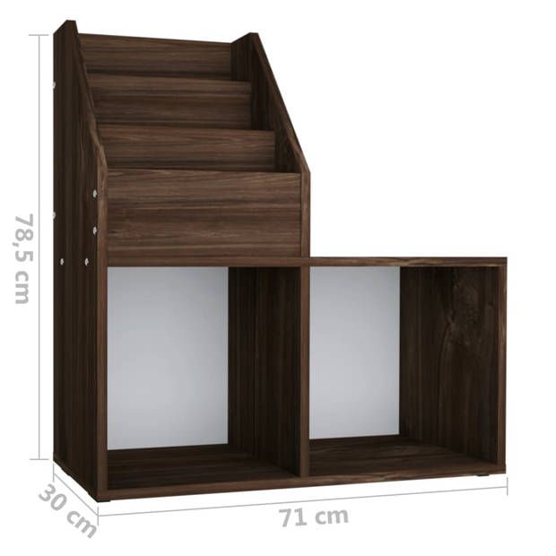 vidaXL Kindertijdschriftenrek 71x30x78,5 cm bewerkt hout gerookt eiken