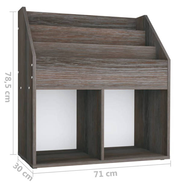 vidaXL Kindertijdschriftenrek 71x30x78,5 cm hout grijs en eikenkleur