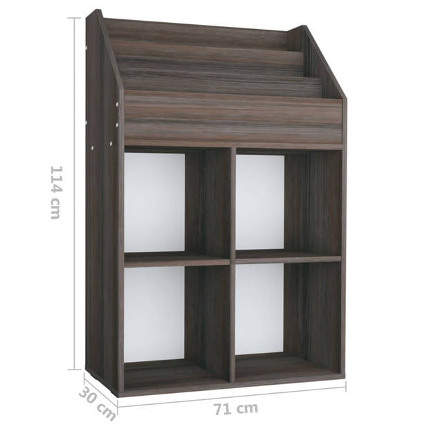 vidaXL Kindertijdschriftenrek 71x30x114 cm bewerkt hout grijs en eiken