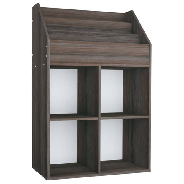 vidaXL Kindertijdschriftenrek 71x30x114 cm bewerkt hout grijs en eiken