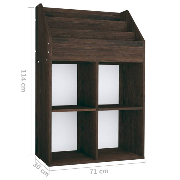 vidaXL Kindertijdschriftenrek 71x30x114 cm bewerkt hout gerookt eiken