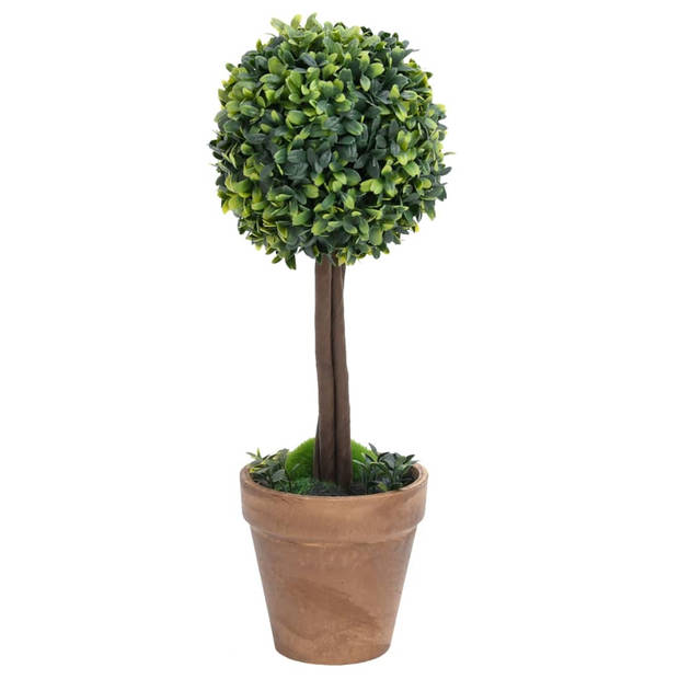 The Living Store Buxus Kunstplant - Set van 2 - Groen - 11.5 x 41 cm - Weerbestendig en stabiel