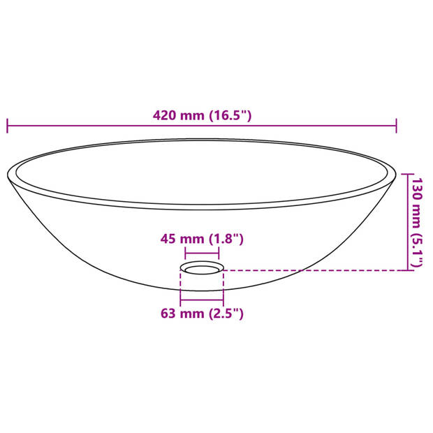 vidaXL Wasbak gehard glas 42 cm transparant