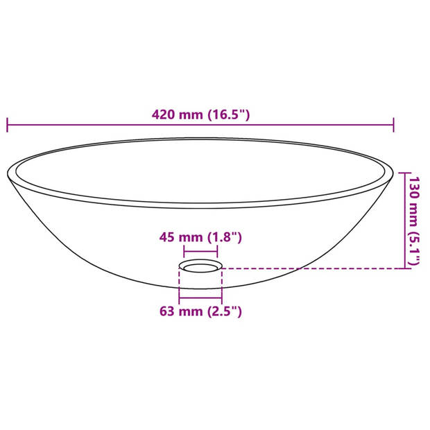 vidaXL Wasbak gehard glas 42 cm zwart