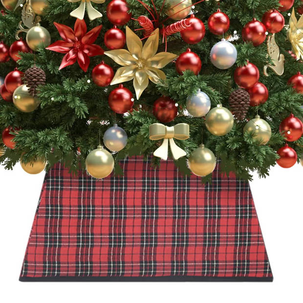 The Living Store Kerstboomkraag - Stoffen boomrok met geruit patroon - 25 cm hoog - 35 x 35 cm bovenkant - 48 x 48 cm