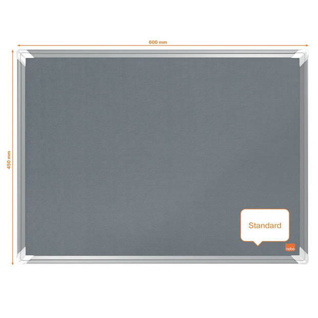 Nobo Prikbord Premium Plus 60x45 cm vilt grijs