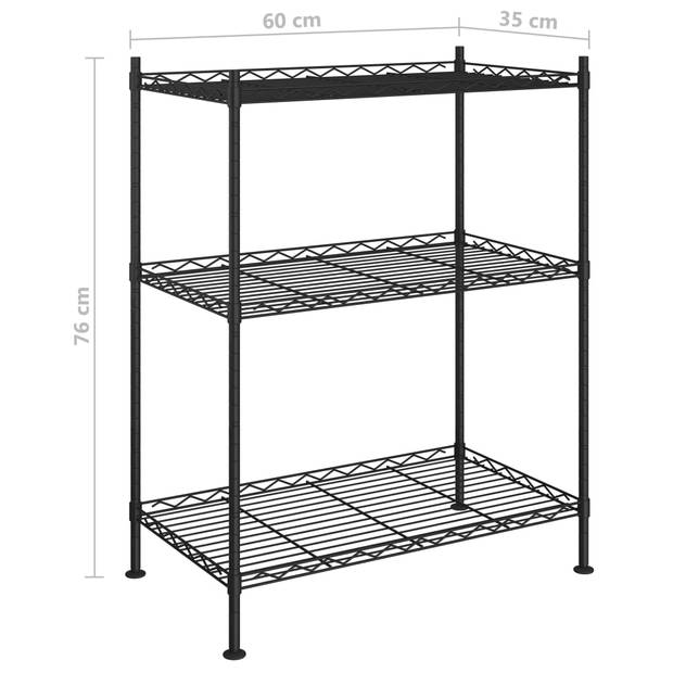 vidaXL Opbergrek 3-laags 150 kg 60x35x76 cm zwart