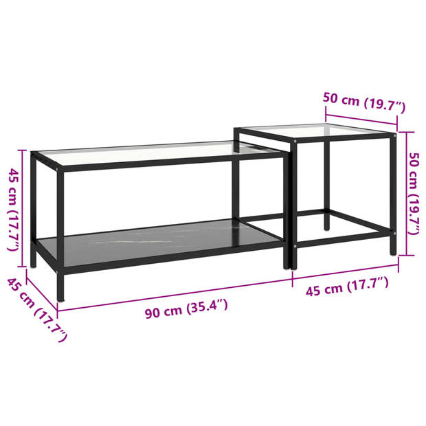 vidaXL 2-delige Salontafelset gehard glas zwart