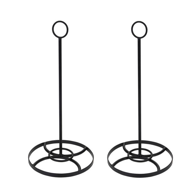 2x stuks metaal keukenrolhouders rond zwart 16 x 35 cm - Keukenrolhouders