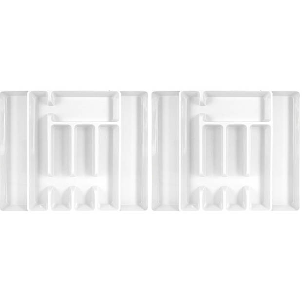 Set van 2x stuks uitschuifbare bestekbakken/bestekhouders wit 44 cm - Bestekbakken