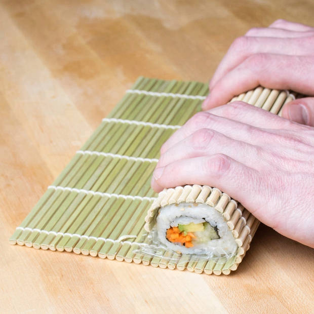 2x Sushi oprolmatten bamboe hout 24 cm - Sushimakers
