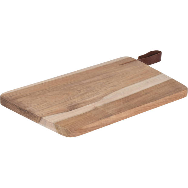 Set van 2x stuks houten snijplanken/serveerplanken met leren hengsel 30 cm - Snijplanken