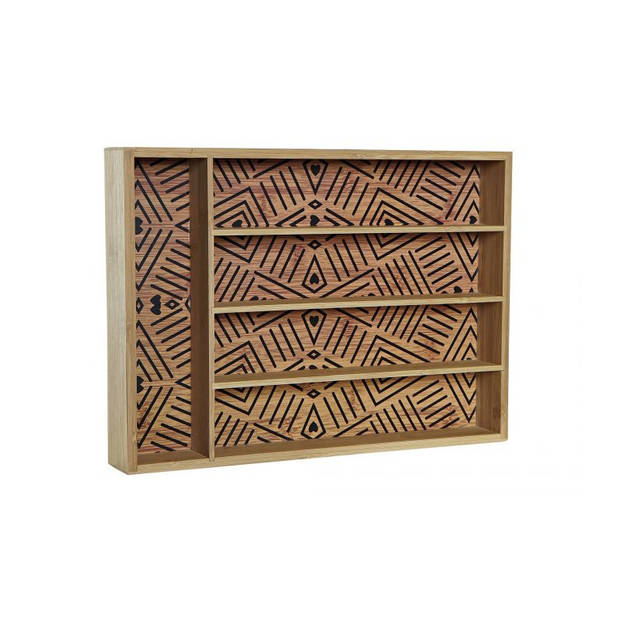 2x stuks bamboe houten bestekbakken/lades met patroontje in de vakjes 35.5 x 25.5 x 5 cm - Bestekbakken