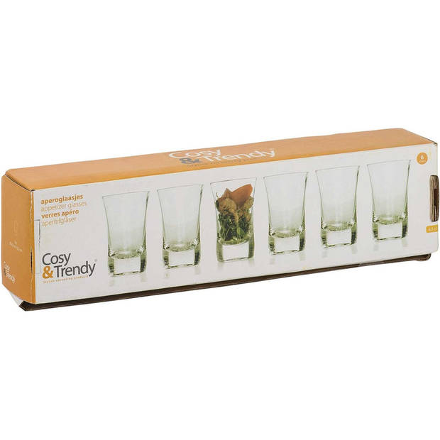 6x Shotglaasjes/borrelglazen inhoud 35 ml van glas - Shotglazen