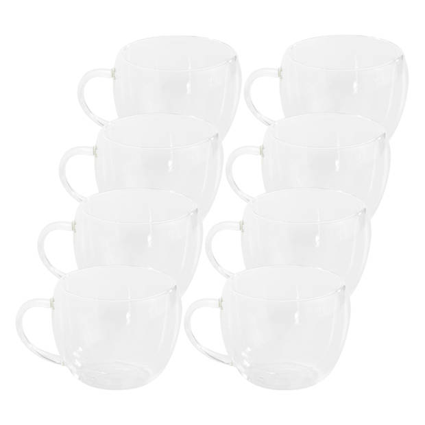 Set van 2x stuks dubbelwandige theeglazen/koffieglazen 250 ml - Koffie- en theeglazen