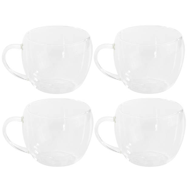 Set van 2x stuks dubbelwandige theeglazen/koffieglazen 250 ml - Koffie- en theeglazen
