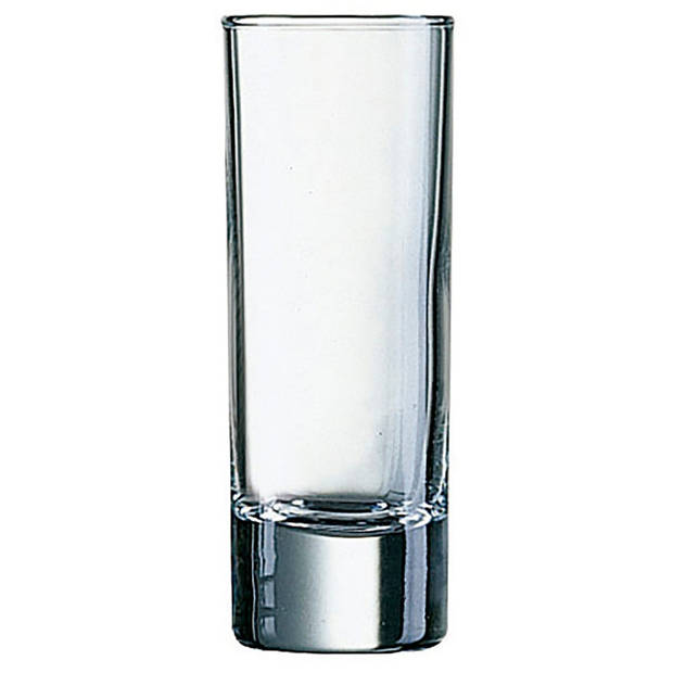 12x Stuks shotglazen/shotglaasjes van glas 65 ml - Shotglaasjes