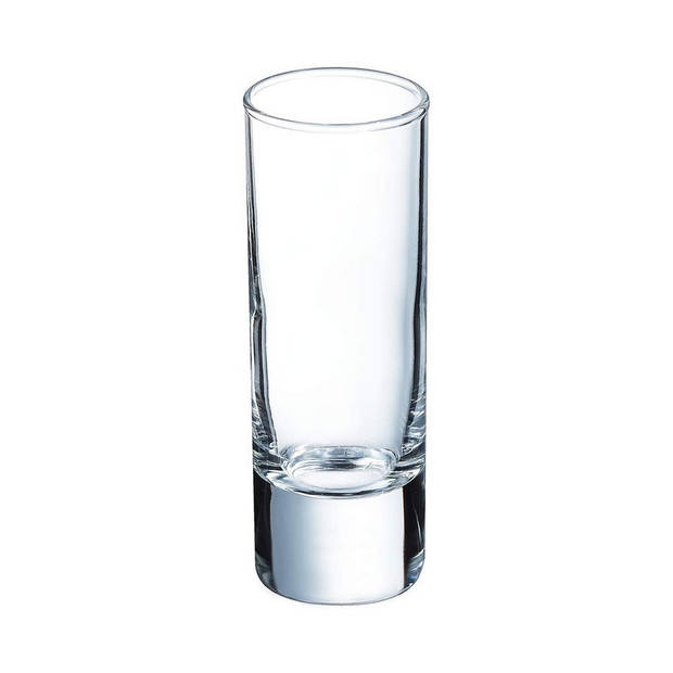 12x Stuks shotglazen/shotglaasjes van glas 65 ml - Shotglaasjes