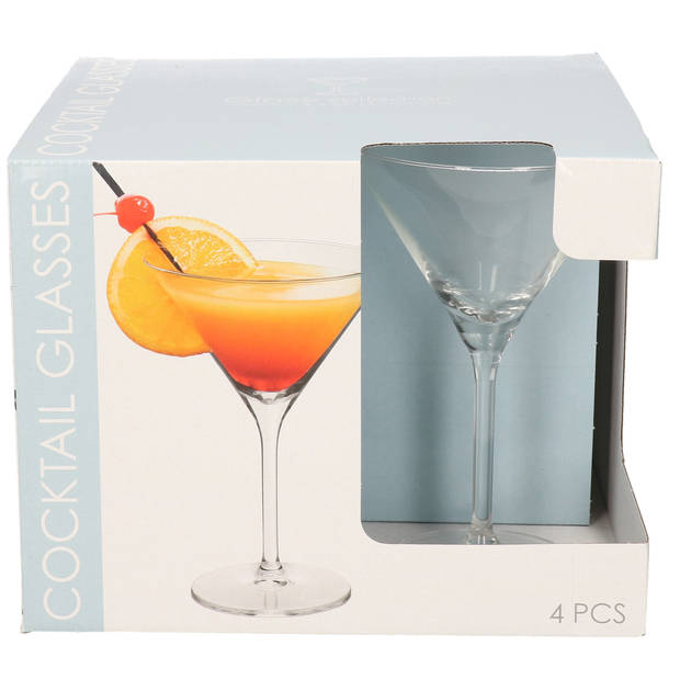 Cocktailglazen - set 4x - martini glazen - 260 ml - glas - Cocktailglazen