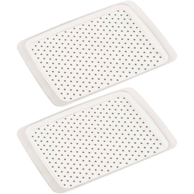 2x Witte dienbladen met anti-slip afwerking 26 x 35 cm - Dienbladen