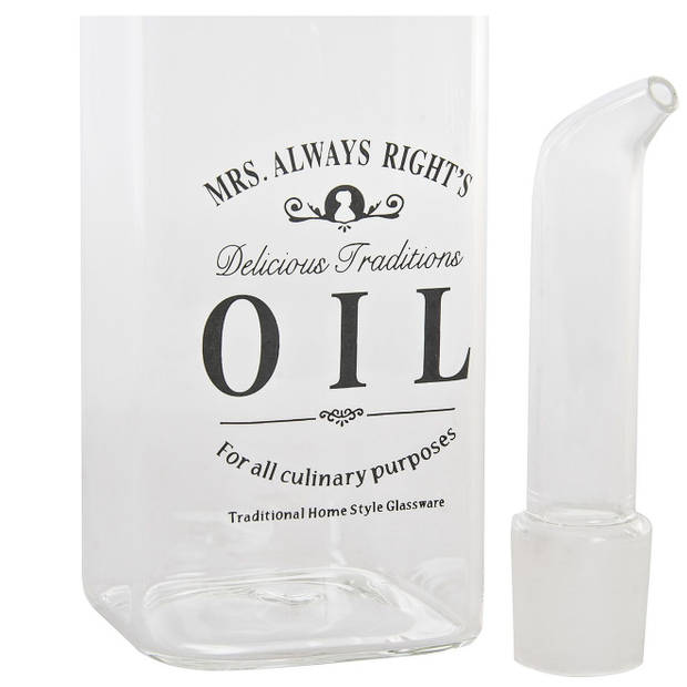 Glazen olie fles met schenktuit 250 ml Mrs. Always Right - Olie- en azijnstellen