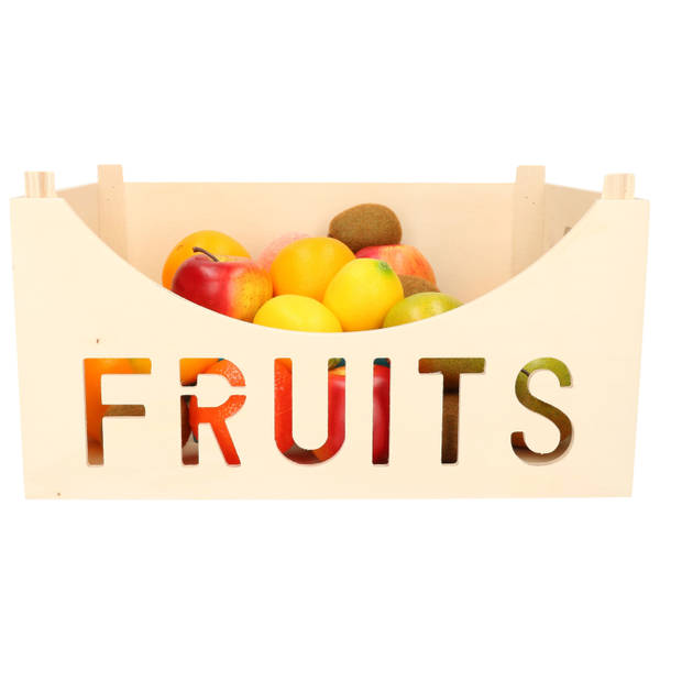 Houten fruitmand/fruitschaal/fruitkistje vierkant 40 x 30 cm - Fruitschalen