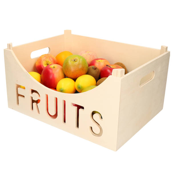 Houten fruitmand/fruitschaal/fruitkistje vierkant 40 x 30 cm - Fruitschalen