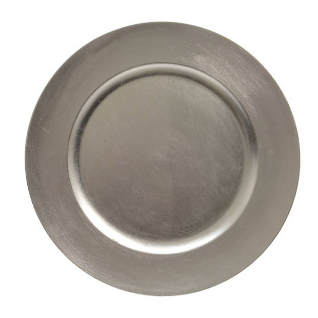 2x stuks diner borden/onderborden zilver glimmend 33 cm - Onderborden