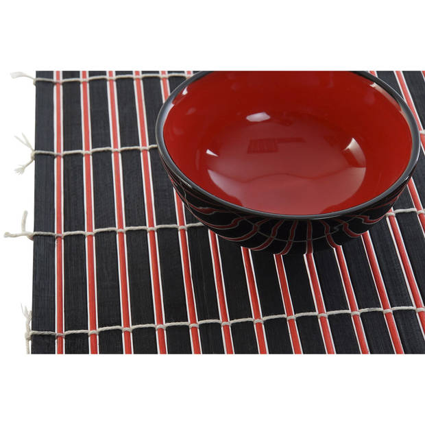 8-delige luxe sushi serveer set keramiek voor 2 personen zwart/rood - Bordjes