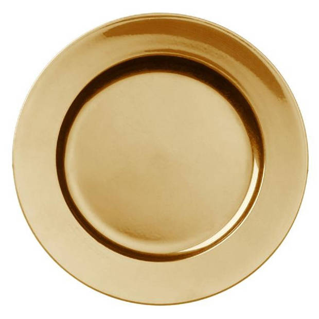 Set van 4x stuks diner onderborden goud rond kunststof 33 cm - Onderborden