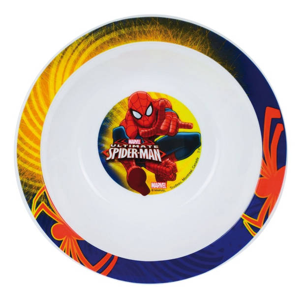 Diep kinder/peuter ontbijt bordje/kommetje Spiderman 16 cm - Diepe borden