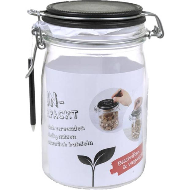 Weckpot, Beugelpot Met Krijtborddeksel + Krijtpotlood - 2 x 750ml & 2 x 1000ml