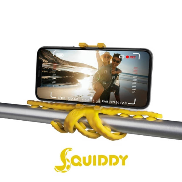 Celly telefoonhouder Flexible Squiddy 8,5 cm siliconen geel