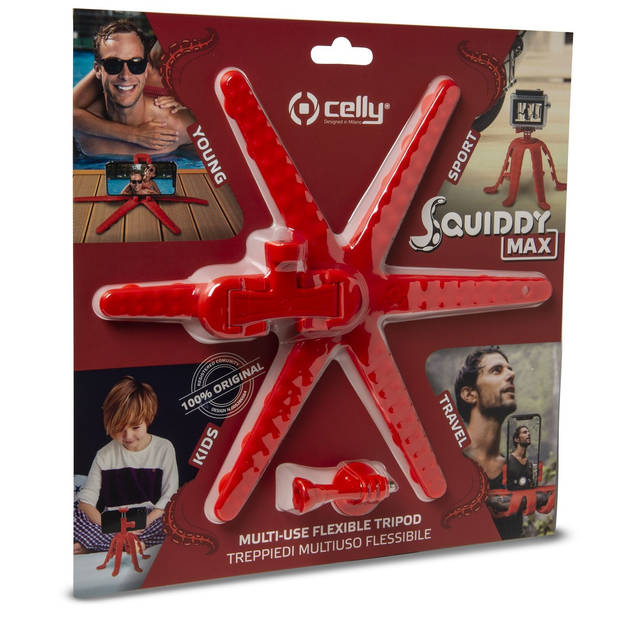 Celly telefoonhouder Squiddy Max 8,5 cm siliconen rood