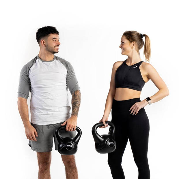 WAYS. Kettlebell - 8 KG - PVC - Zwart