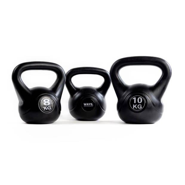 WAYS. Kettlebell - 8 KG - PVC - Zwart