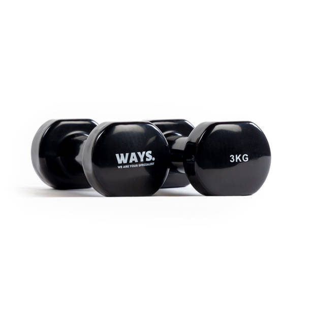 WAYS. Dumbbells - 2 x 3 KG - Vinyl - Zwart