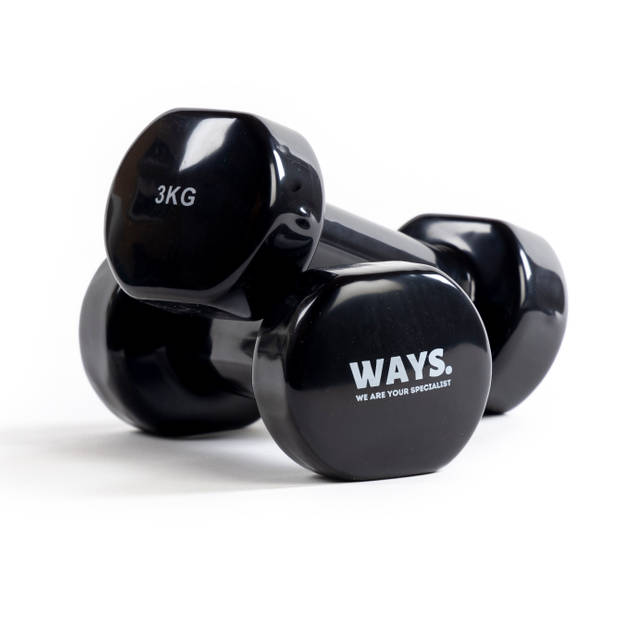 WAYS. Dumbbells - 2 x 3 KG - Vinyl - Zwart