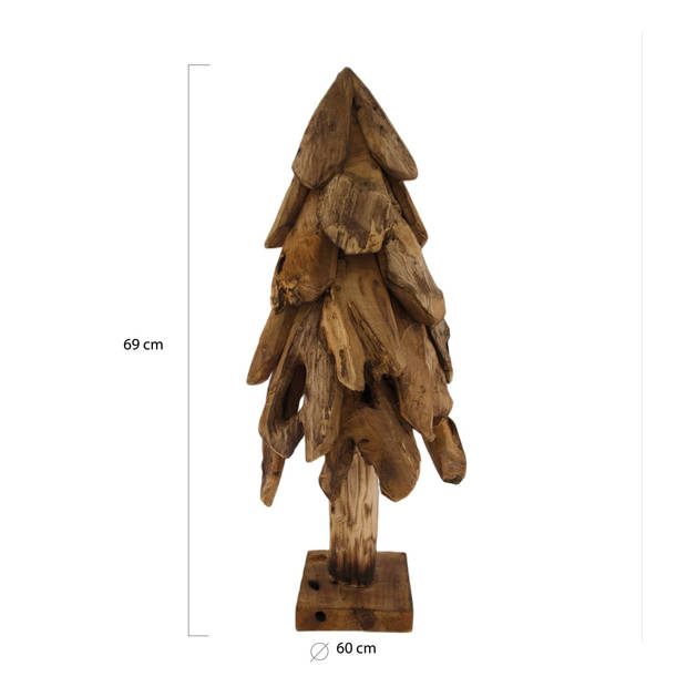 DKNC - Decoratieve kerstboom Nicholas - Teak hout - 60cm - Bruin