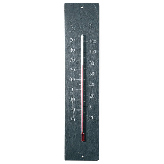 Esschert Design buitenthermometer 10 x 45 cm leisteen grijs