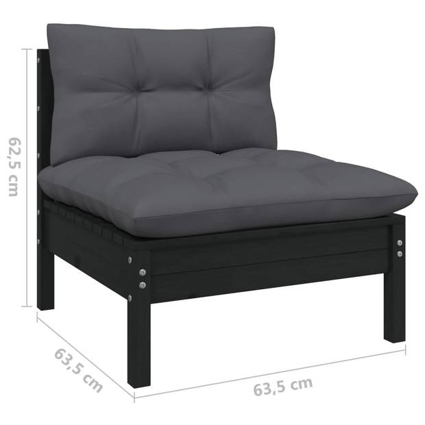 vidaXL 13-delige Loungeset met antracietkleurige kussens grenenhout