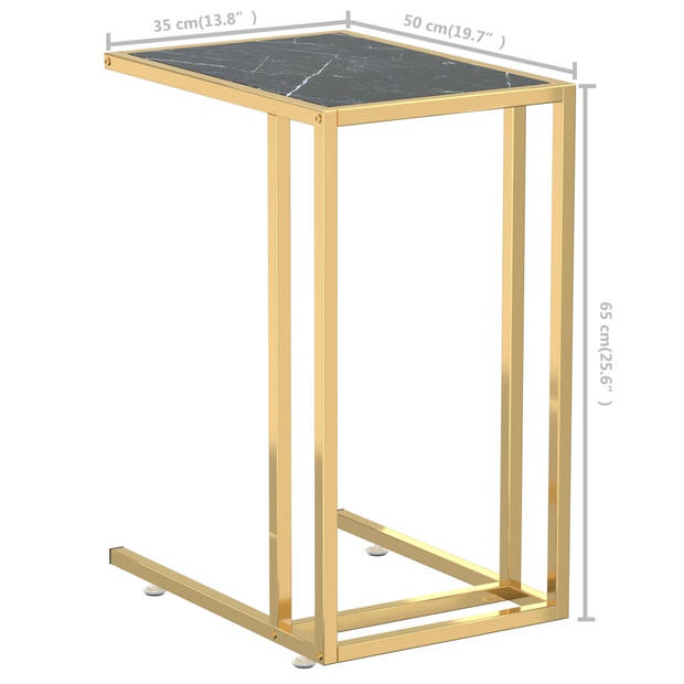 vidaXL Computer bijzettafel 50x35x65 cm gehard glas zwartmarmerkleurig