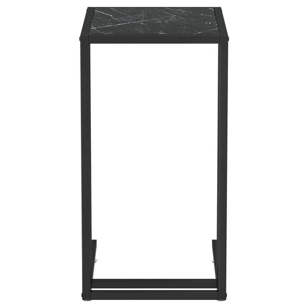 vidaXL Computer bijzettafel 50x35x65 cm gehard glas zwartmarmerkleurig