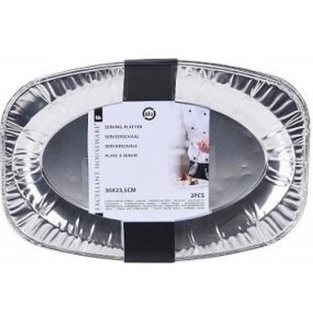 2x Aluminium salade/vlees schalen 35 cm - Serveerschalen