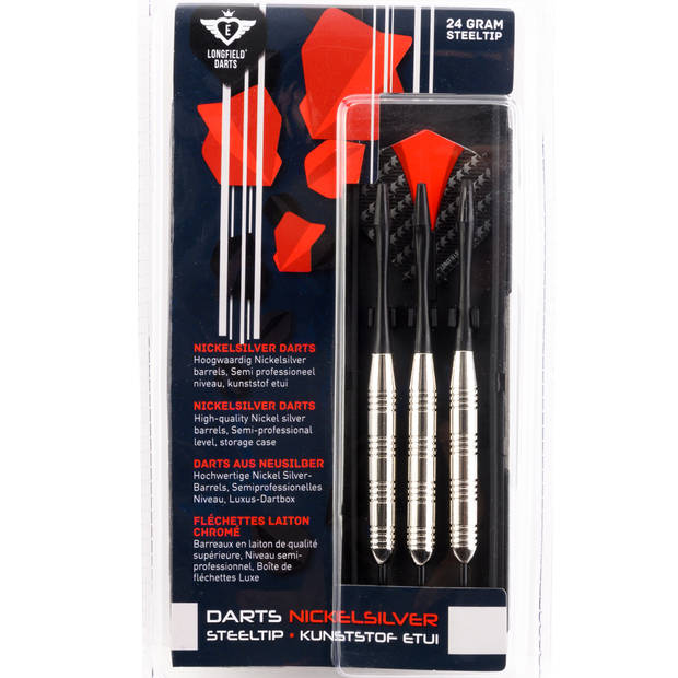 1x Set van dartpijltjes met rood met zwarte flights 24 grams - Dartpijlen