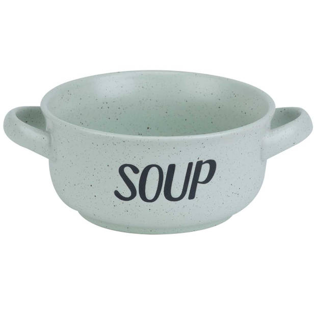 Cosy & Trendy soepkom van aardewerk - groen - Dia 13,5 cm - 470 ml - Servies - Soepkommen - Kommetjes